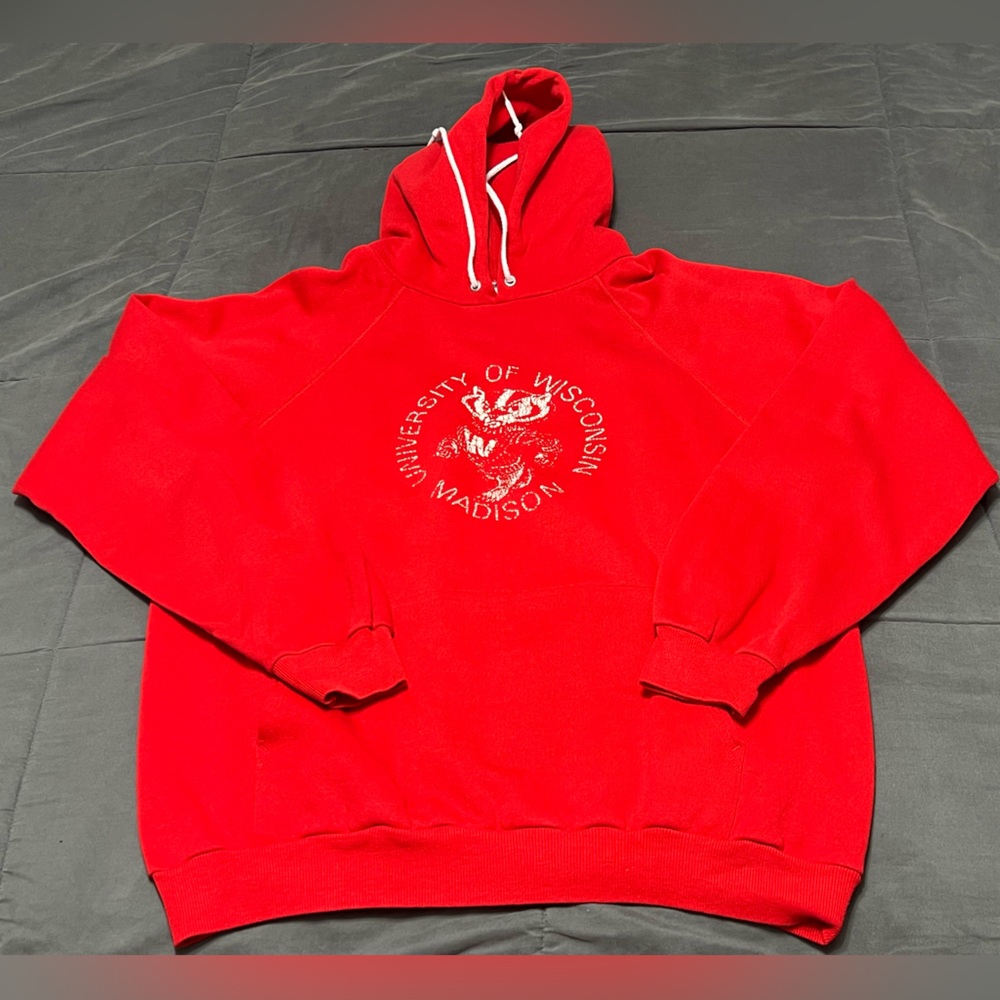 Vintage Wisconsin Badgers Hoodie Sweatshirt Adult Size XL 80s NCAA MADE IN USA